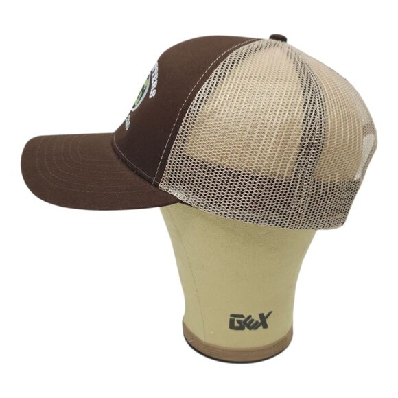 Brock Gutters Mesh Snapback Cap Trucker Baseball Embroidered Logo Brown Hat - Picture 9 of 14